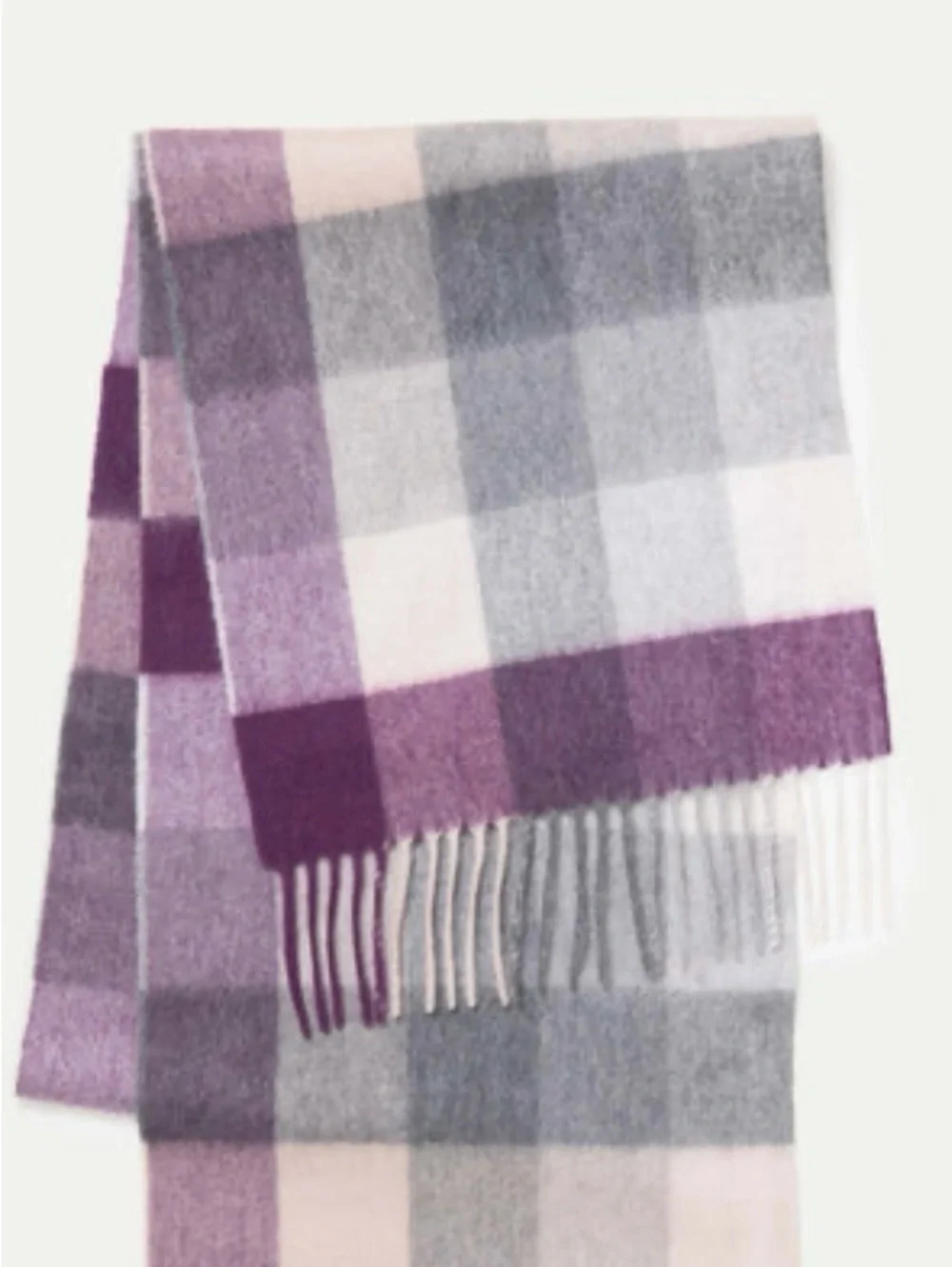 KILTANE 5 Square Check Lambswool Scarf, purple and gray